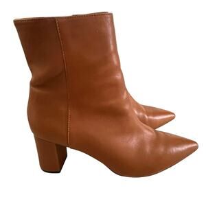 J. Crew Sadie Ankle Boot 9 Heels Soft Leather Point Toe AB129 Made in Italy Tan